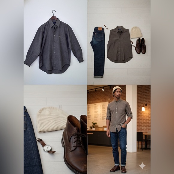 Vintage Polo Ralph Lauren Brown Oxford Shirt - Size Medium - 100% Cotton - Picture 3 of 11